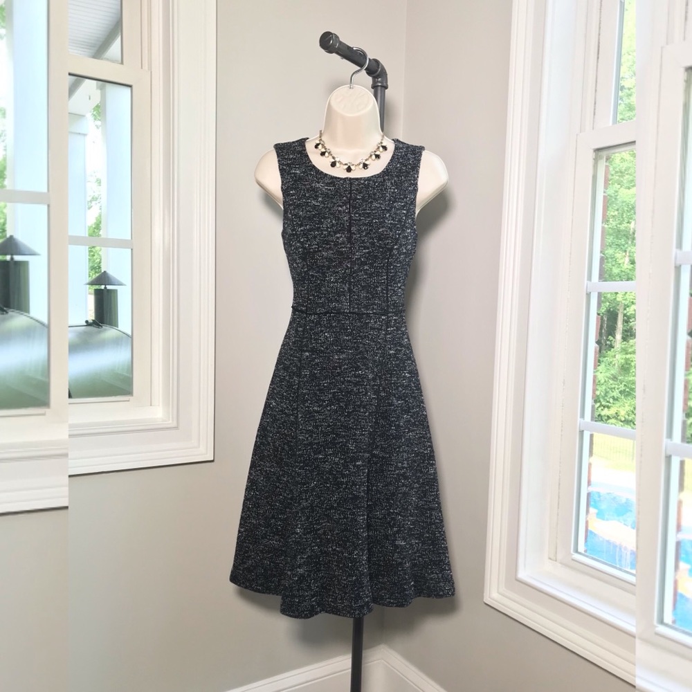 Talbots Sleeveless Black & White Tweed Fit & Flare Dress ~ Women’s 2